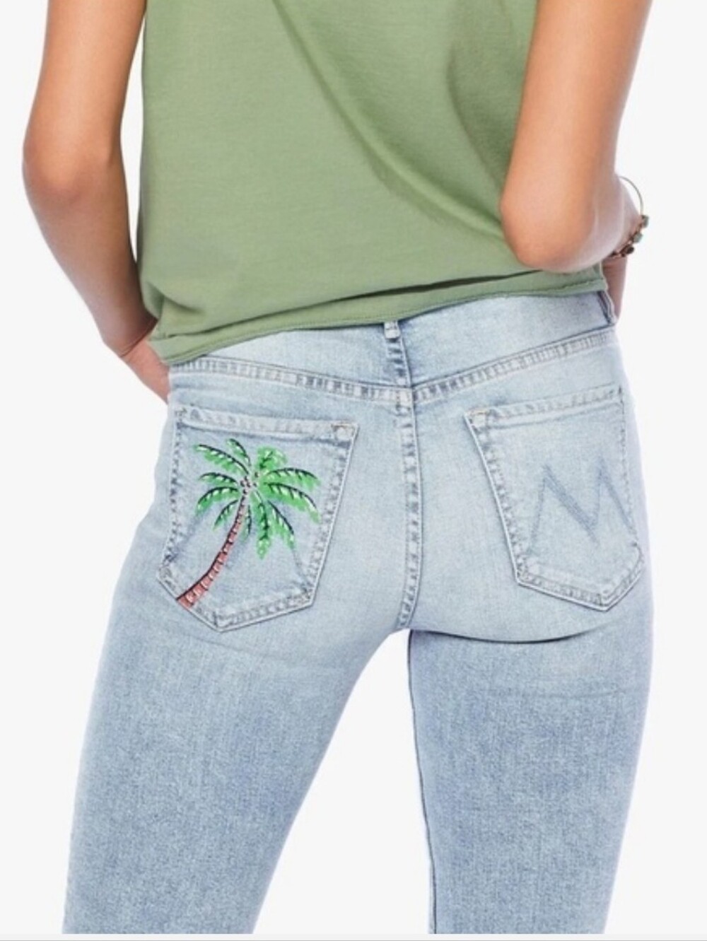 MOTHER High Waisted Looker‎ Ankle Fray Drinking By the Pool Jeans size 29 Skinny - Picture 3 of 16